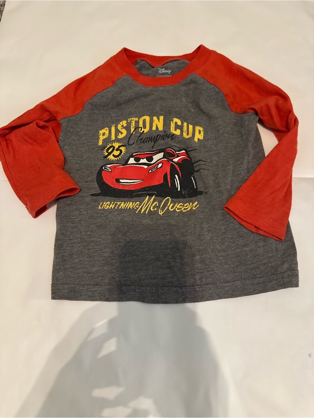 Disney Lightning McQueen Gray & Red Raglan Tee - Piston Cup Graphic